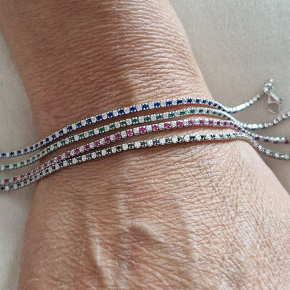 Mini Bracciali Tennis 1mm, 1+1, Argento s925