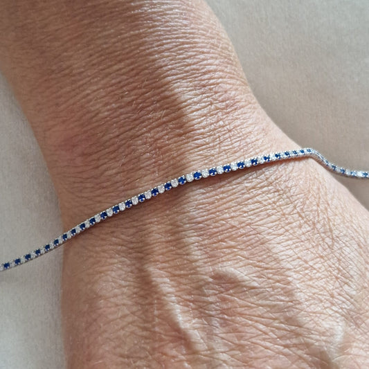 Mini Bracciali Tennis 1mm, 1+1, Argento s925
