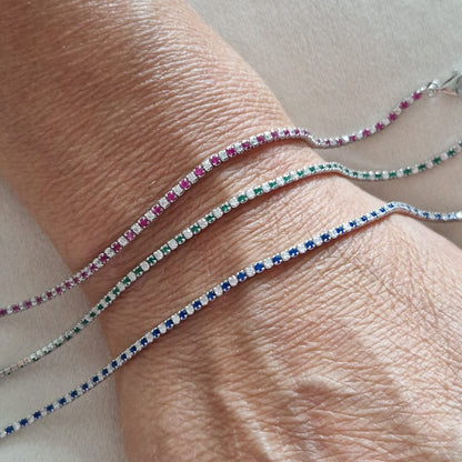 Mini Bracciali Tennis 1mm, 1+1, Argento s925