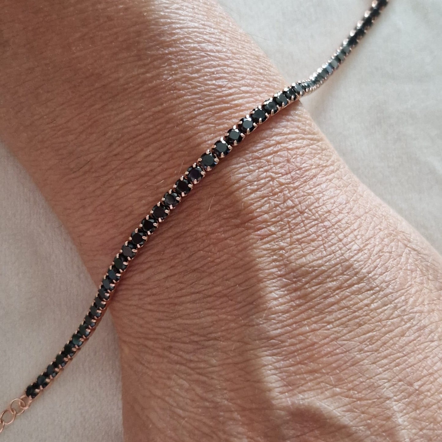 Bracciale Tennis 3mm Nero Nero, Argento S925