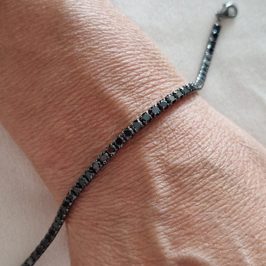 Bracciale Tennis 3mm Nero Nero, Argento S925