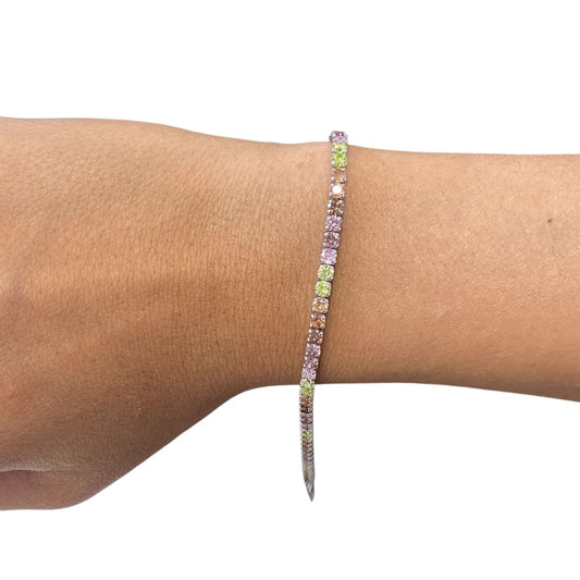Bracciale Tennis Arlecchino ,in Argento S925