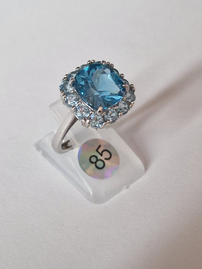 Anello Quadrato Brillante, in Argento 925