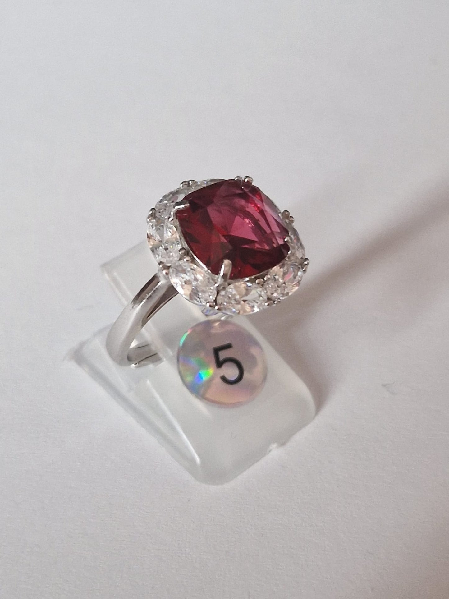Anello Quadrato Brillante, in Argento 925