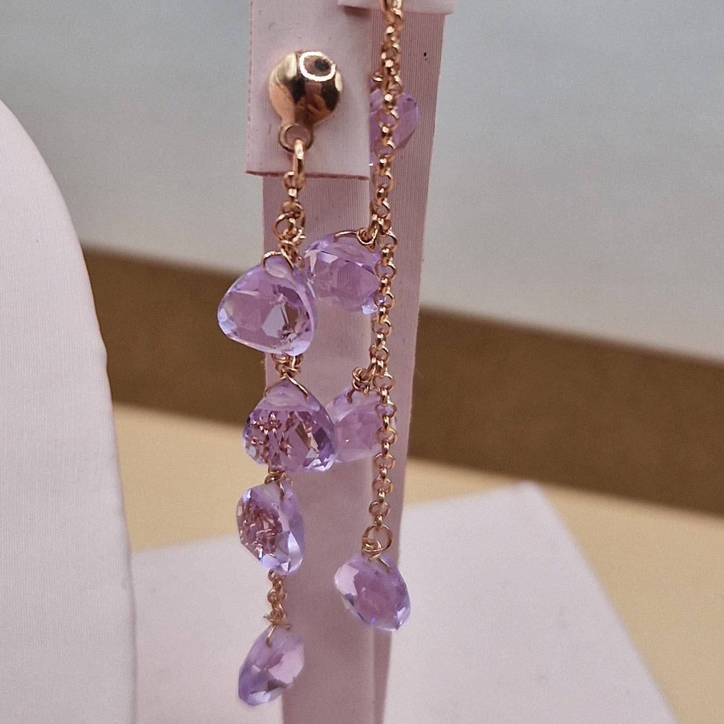 Orecchini Gocce Lilla, Argento Rosè