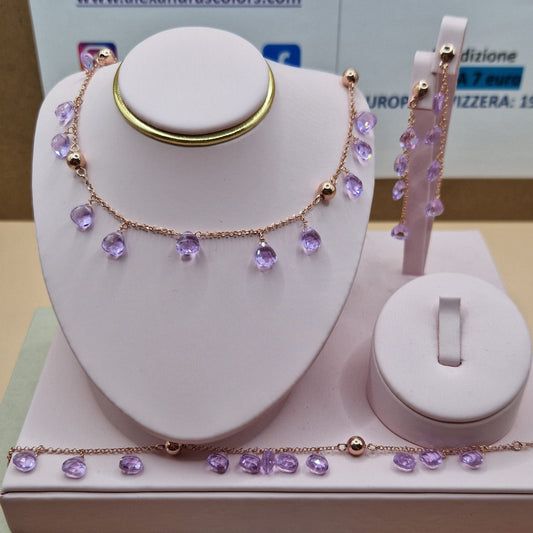 Collana Gocce Lilla, Argento Rosè