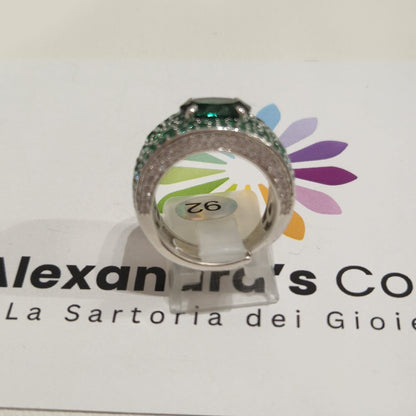 Anello Fascia 3D Brillante, in Argento S925 e Zirconi