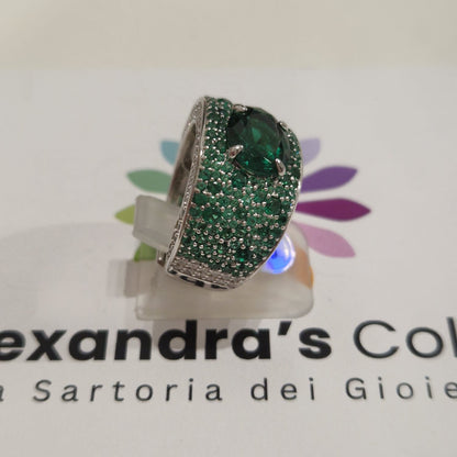 Anello Fascia 3D Brillante, in Argento S925 e Zirconi