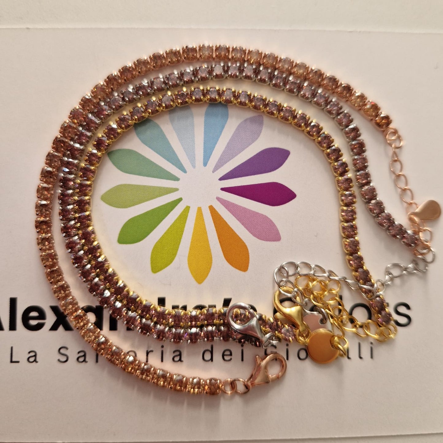 Bracciale Tennis Color Rodolite/Vinaccia, in Argento S925