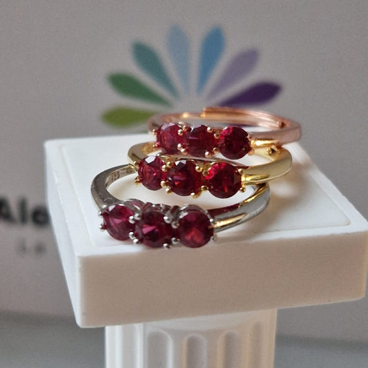 Anello TRILOGY Rosso 4mm, Produzione ESCLUSIVA, Argento 925