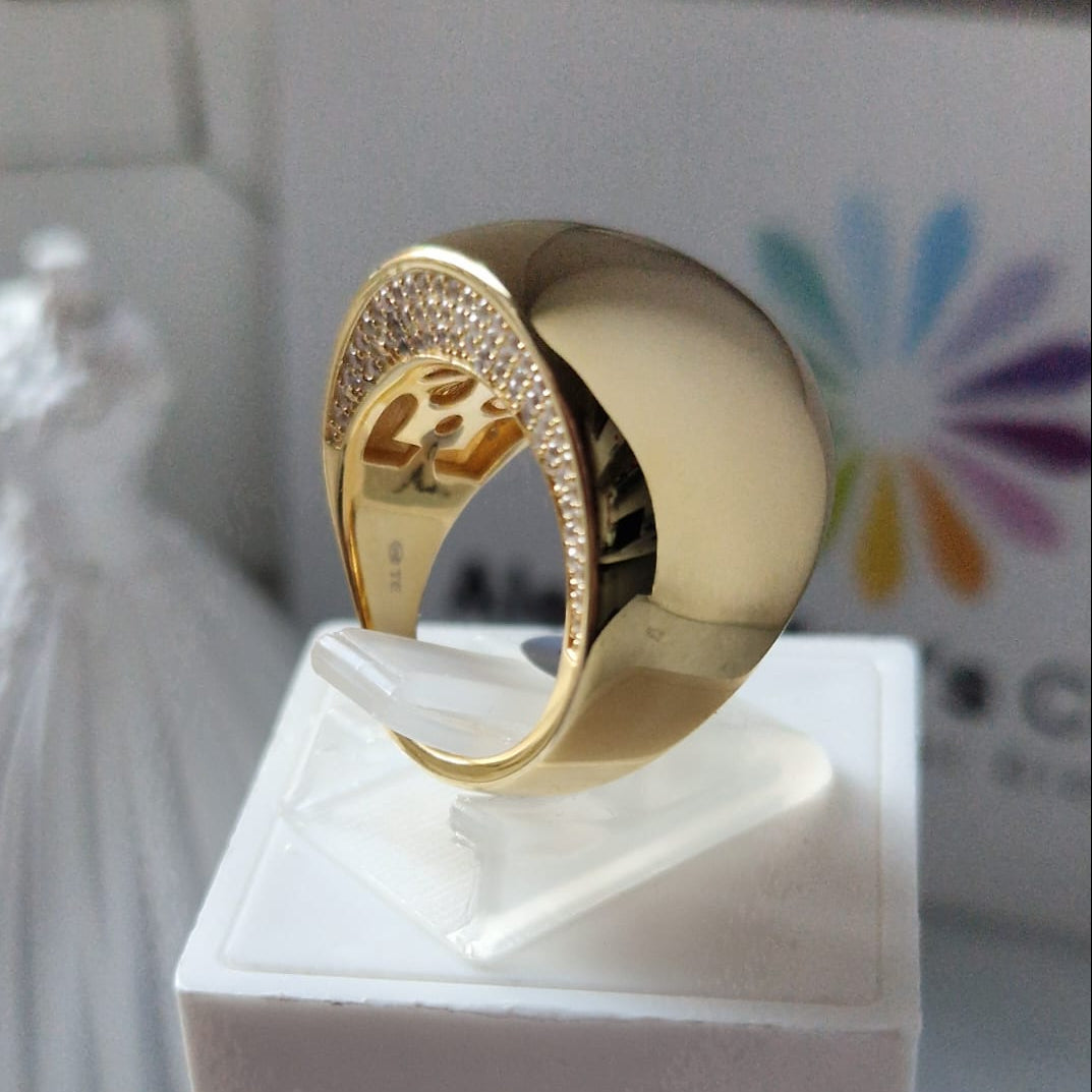 Anello Bombato Fascia LUXURY - in Argento 925  e zirconi