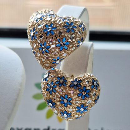 Orecchini Cuore, Preziosi, in Filigrana, Argento 925 e Bagno in Oro