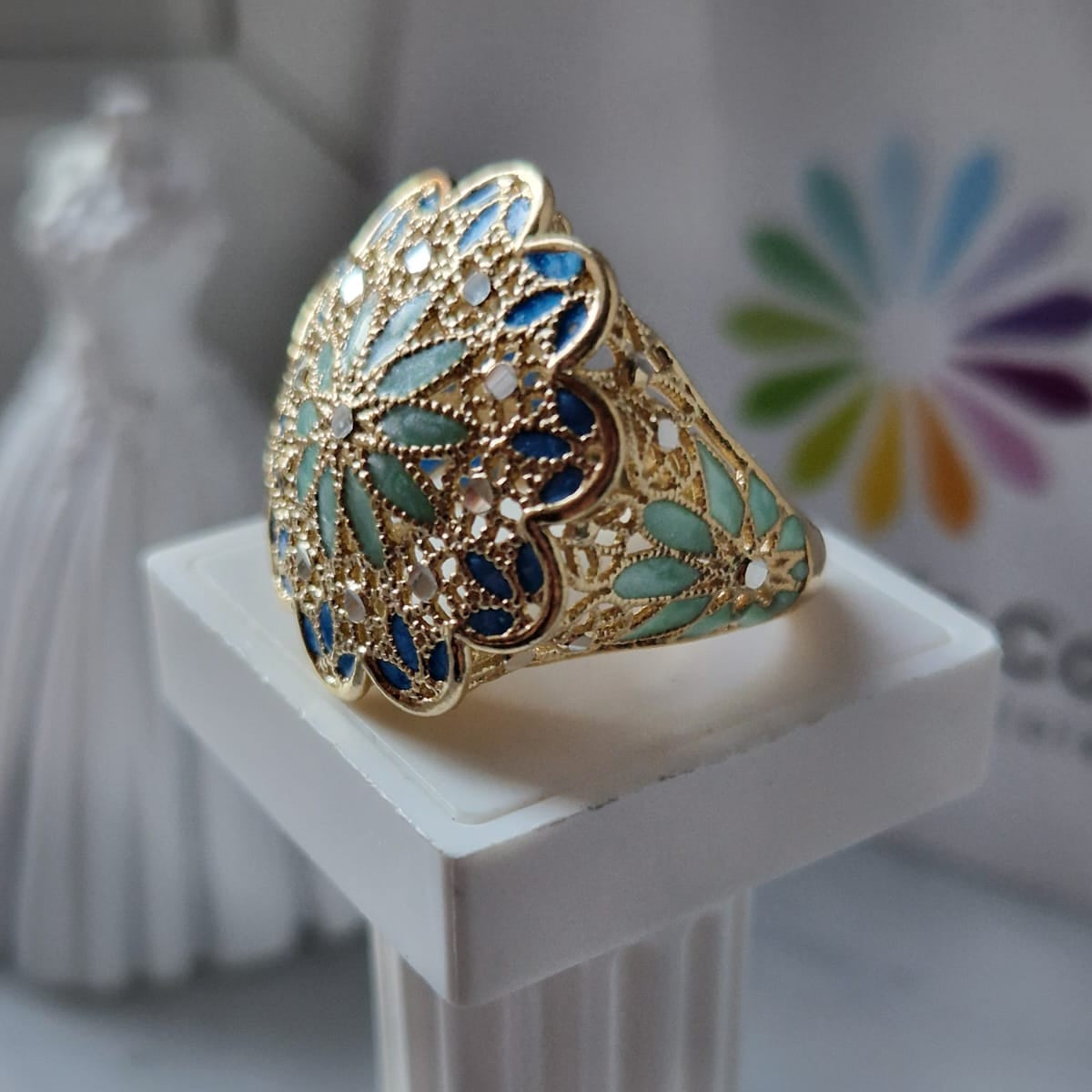 Anelli Fiore, Preziosi , in Filigrana, Argento 925 e Bagno in Oro