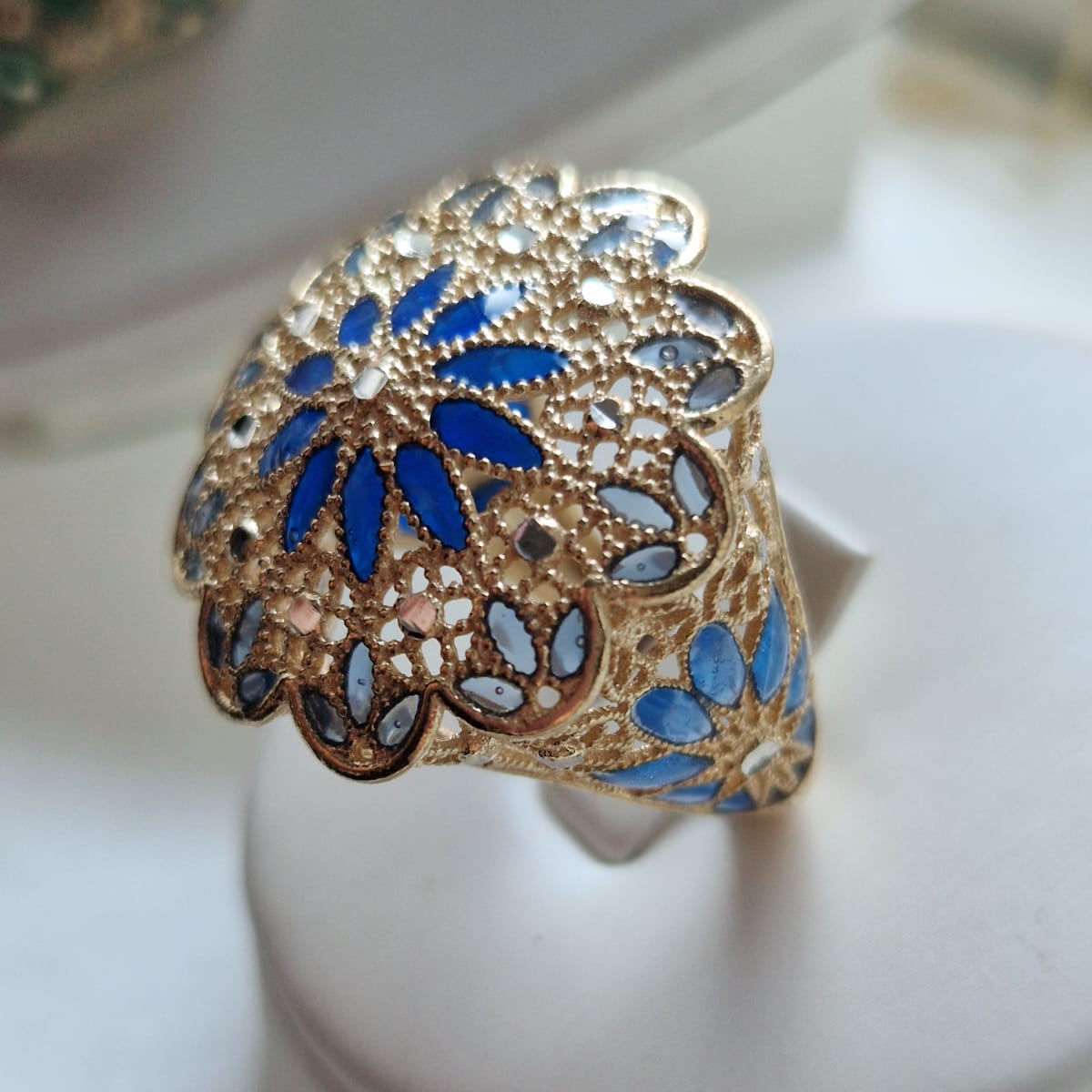 Anelli Fiore, Preziosi , in Filigrana, Argento 925 e Bagno in Oro