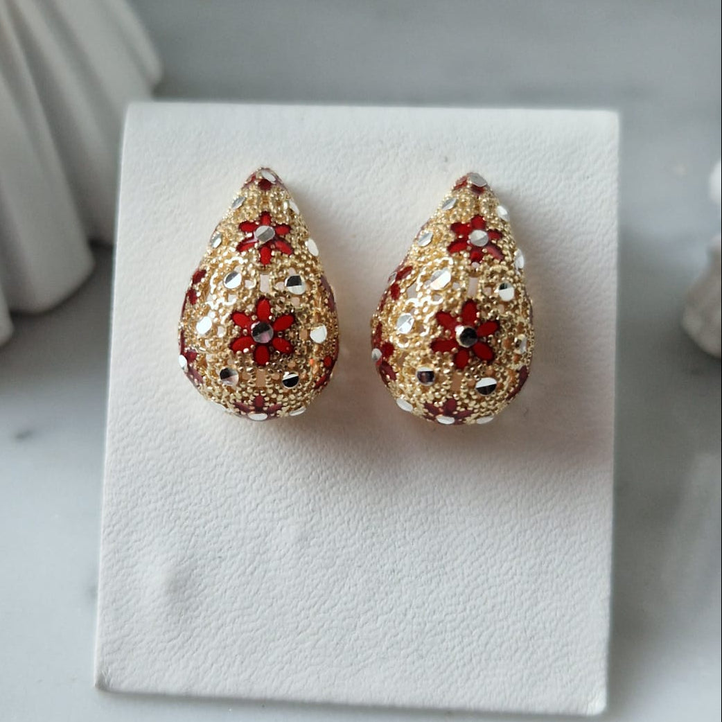 Orecchini Goccia, Preziosi, in Filigrana, Argento 925 e Bagno in Oro