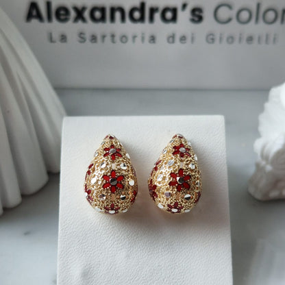 Orecchini Goccia, Preziosi, in Filigrana, Argento 925 e Bagno in Oro