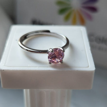 Anello SOLITARIO COLOR 6mm, Produzione ESCLUSIVA, Argento 925