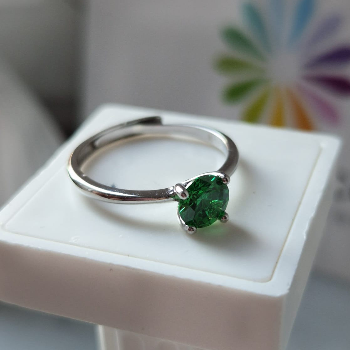 Anello SOLITARIO COLOR 6mm, Produzione ESCLUSIVA, Argento 925