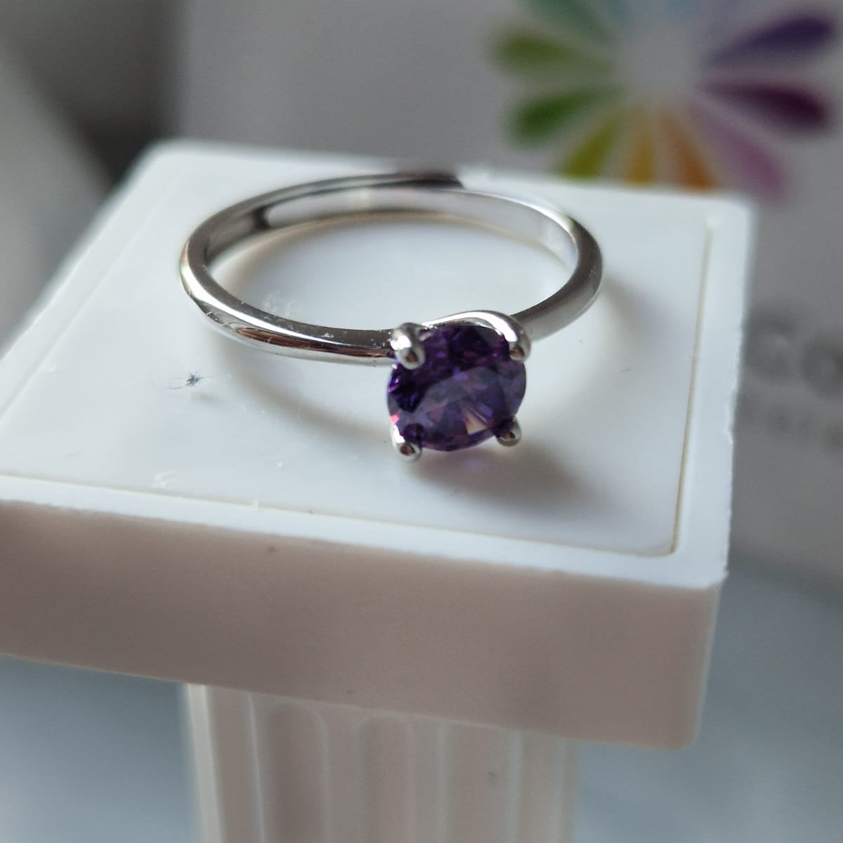 Anello SOLITARIO COLOR 6mm, Produzione ESCLUSIVA, Argento 925