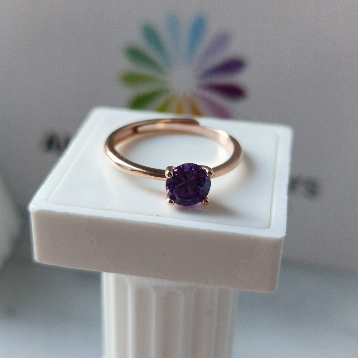 Anello SOLITARIO COLOR 6mm, Produzione ESCLUSIVA, Argento 925