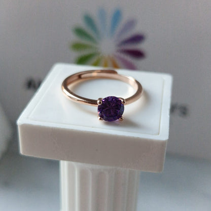 Anello SOLITARIO COLOR 6mm, Produzione ESCLUSIVA, Argento 925