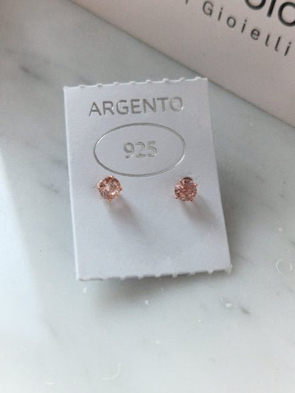 Orecchini Punto Luce COLOR 4mm, Produzione Esclusiva, Argento 925