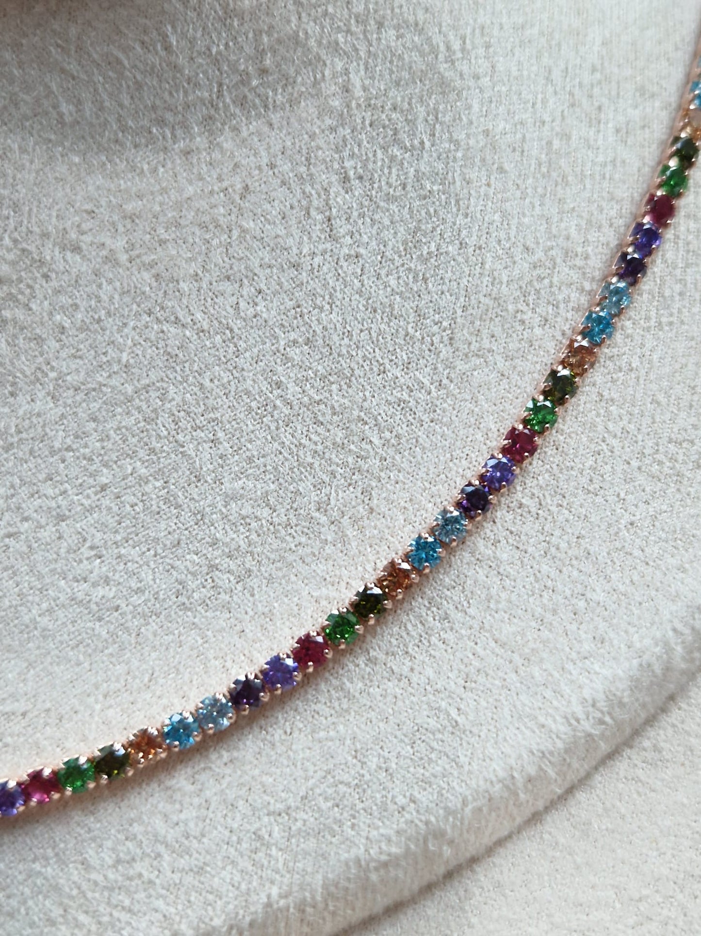 Collana Tennis Multicolor Inverno, 3mm REGOLABILE, Argento 925 con Zirconi