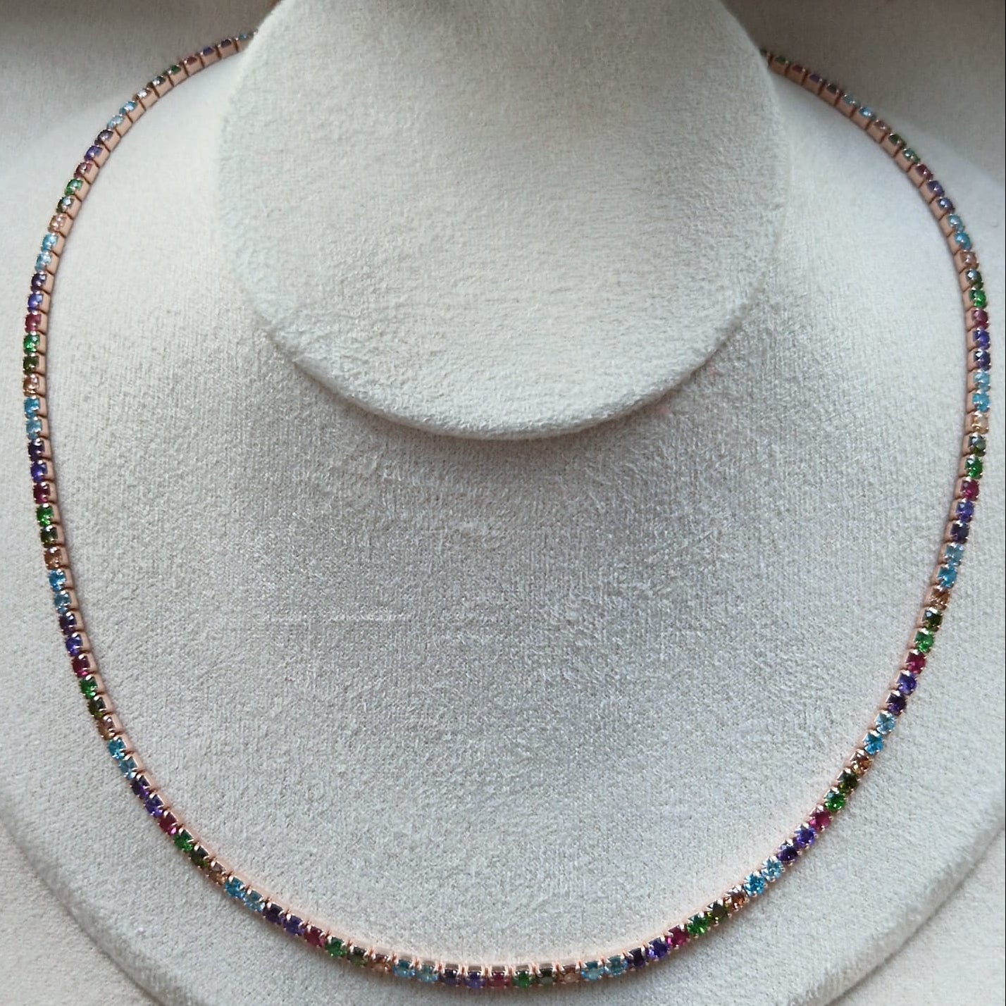 Collana Tennis Multicolor Inverno, 3mm REGOLABILE, Argento 925 con Zirconi