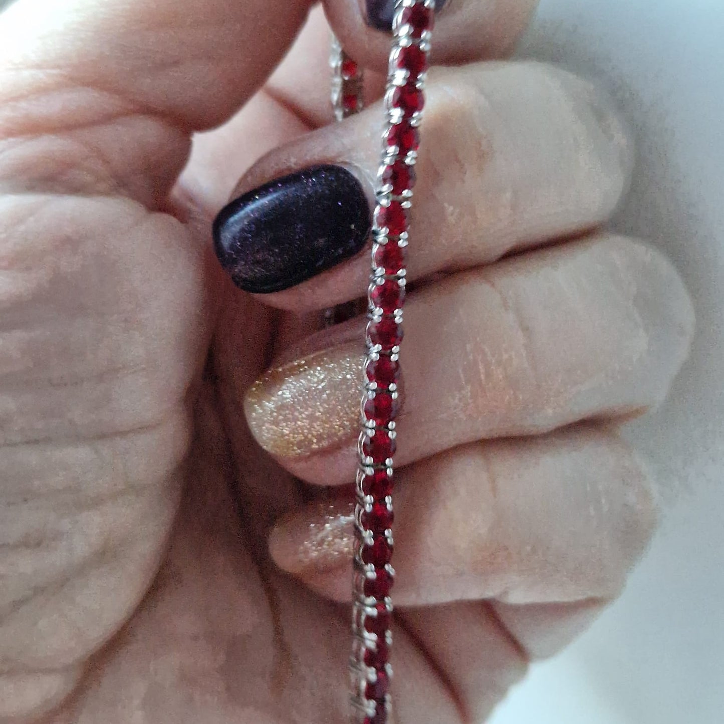 Bracciale Tennis 3mm Rosso Sangue, in Argento S925