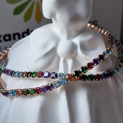 Bracciale Tennis Multicolor Inverno - ESCLUSIVA,in Argento S925