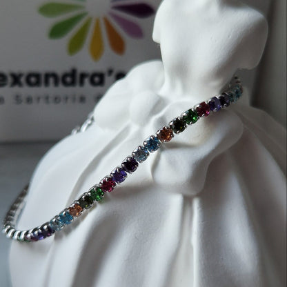 Bracciale Tennis Multicolor Inverno - ESCLUSIVA,in Argento S925