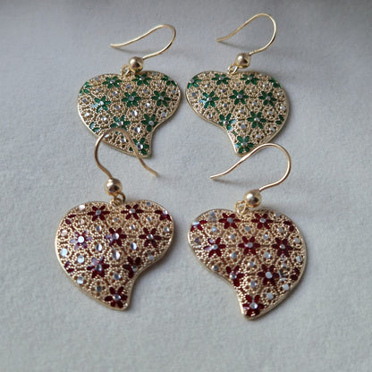 Orecchini Cuore Piatto, in Filigrana, Argento 925 e Bagno in Oro