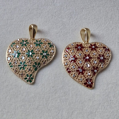 Ciondolo Cuore Piatto, in Filigrana, Argento 925 e Bagno in Oro