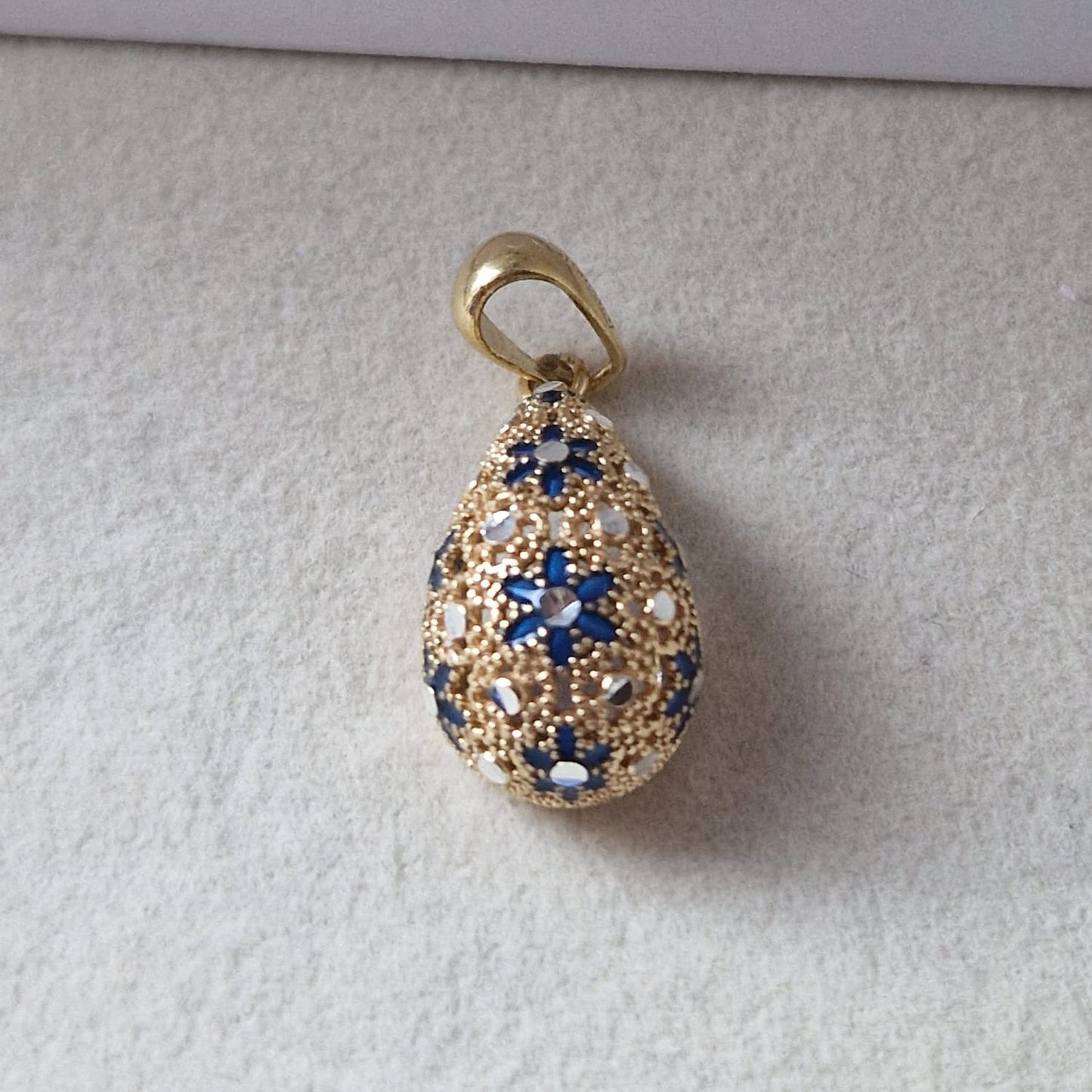 Ciondolo Goccia, Preziosa, in Filigrana, Argento 925 e Bagno in Oro