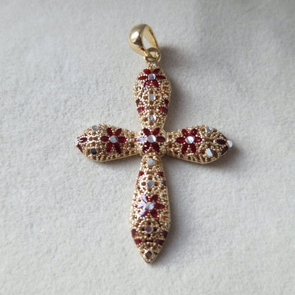 Collana con Croce Media in Filigrana Preziosa, Argento s925