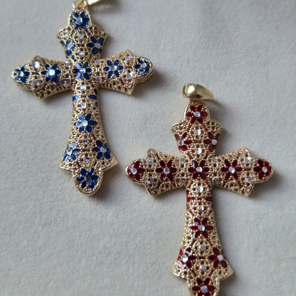 Collana con Croce Antica in Filigrana Preziosa, Argento s925