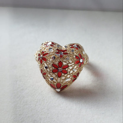 Anelli Cuore, Preziosi , in Filigrana, Argento 925 e Bagno in Oro