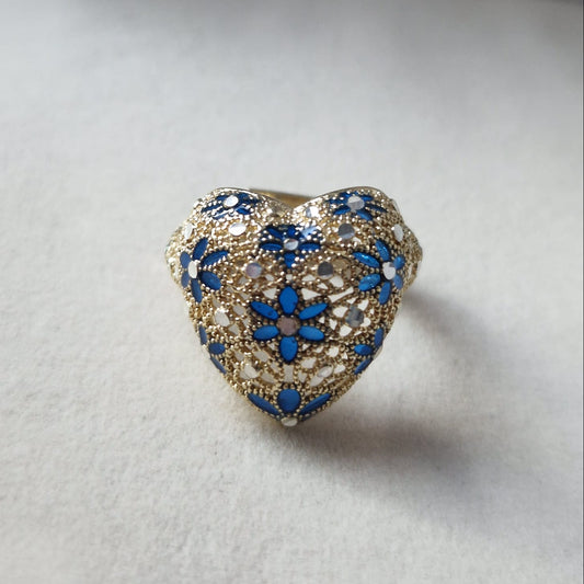 Anelli Cuore, Preziosi , in Filigrana, Argento 925 e Bagno in Oro