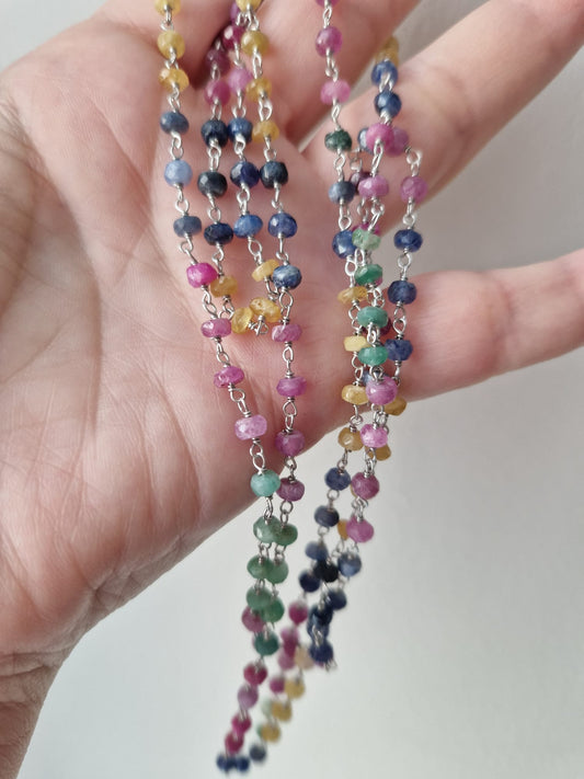 Collana Pietre di Zaffiro Multicolor, Argento S925