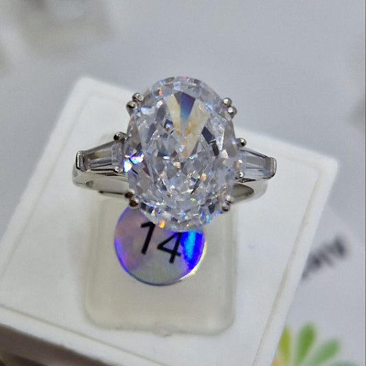 Anello Ovale Big, in Argento S925 e Zirconi