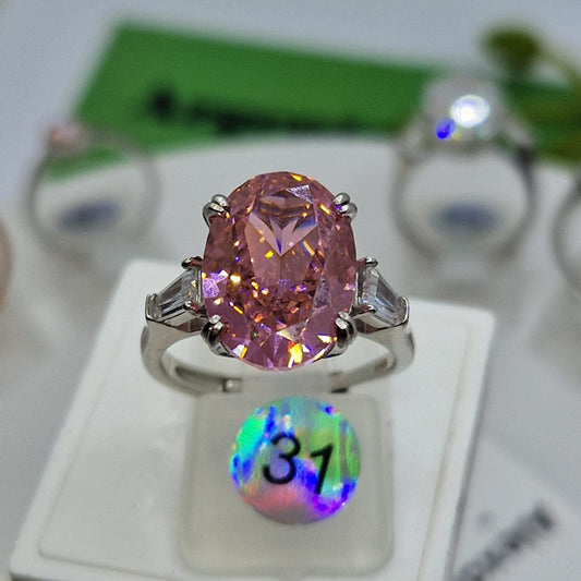 Anello Ovale Big, in Argento S925 e Zirconi