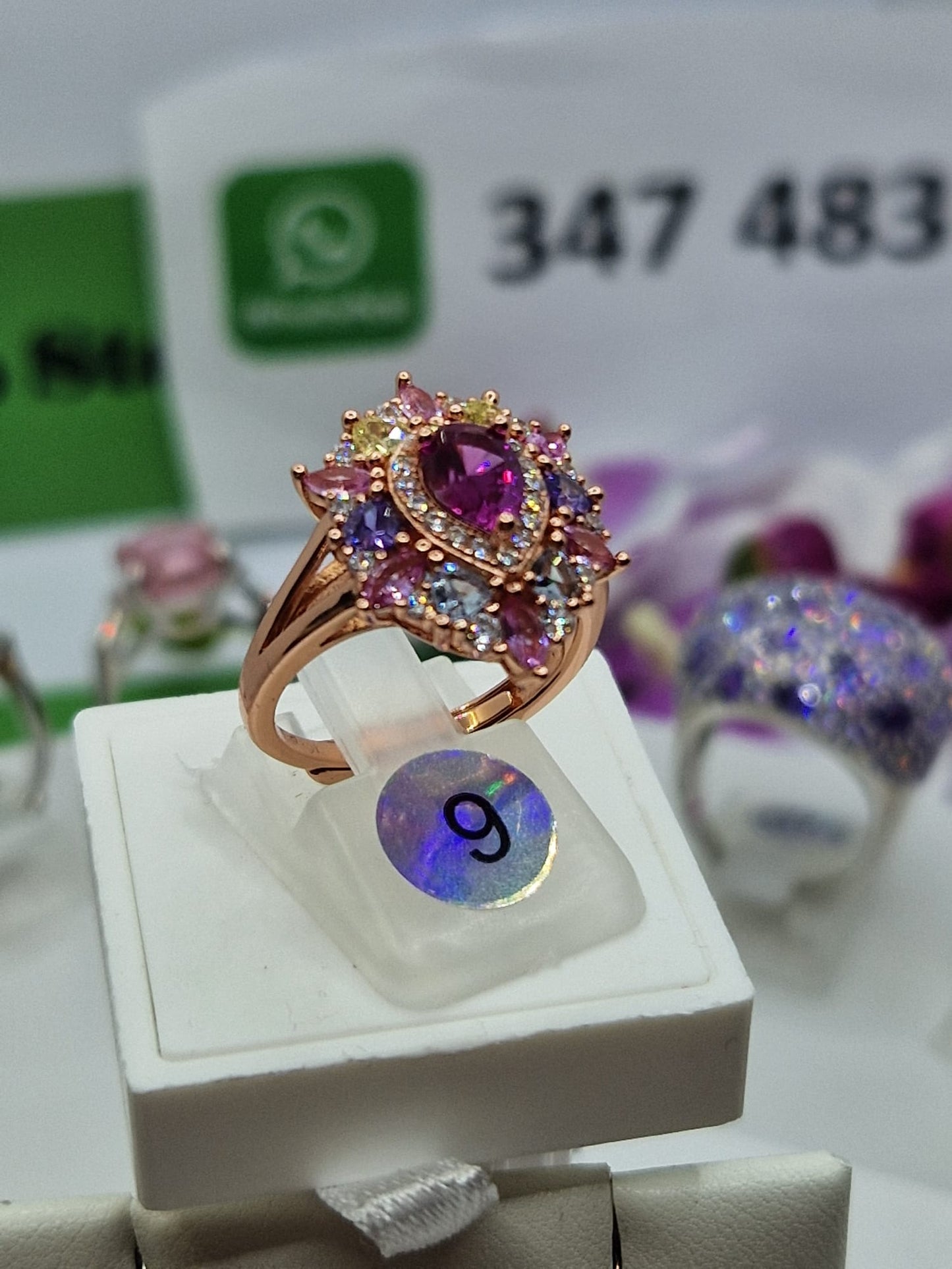Anello Goccia Multicolor, in Argento S925 e Zirconi