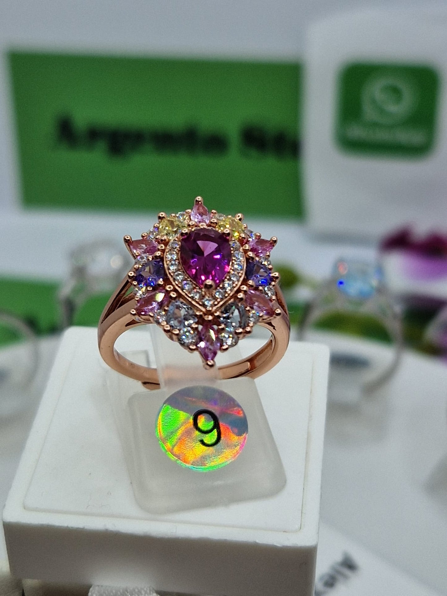 Anello Goccia Multicolor, in Argento S925 e Zirconi