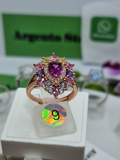 Anello Goccia Multicolor, in Argento S925 e Zirconi