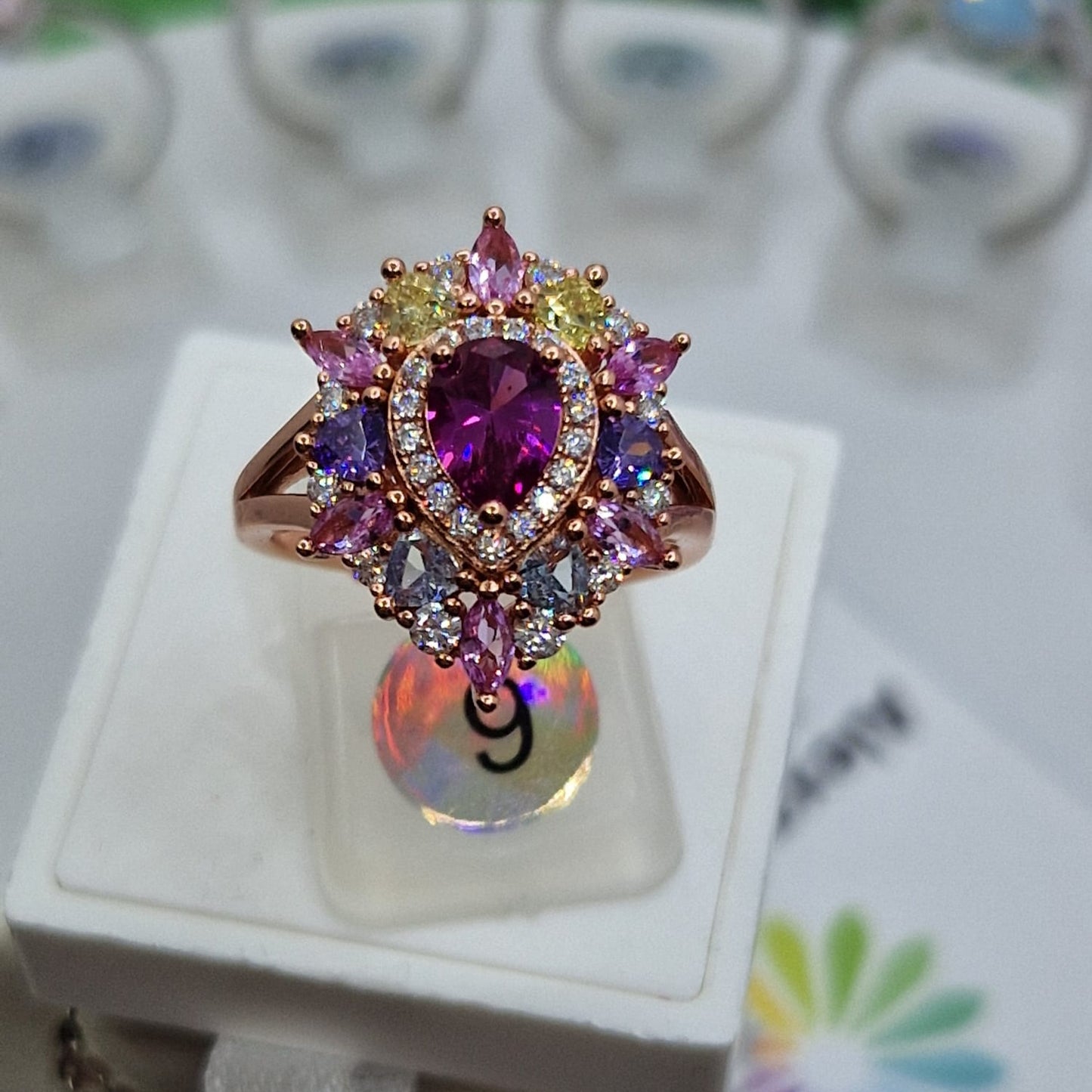Anello Goccia Multicolor, in Argento S925 e Zirconi