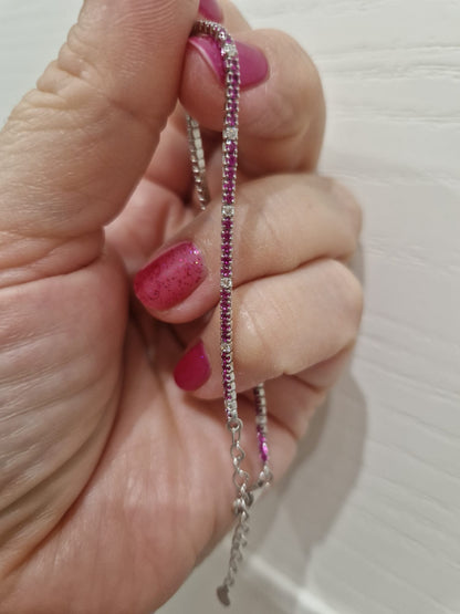 Mini Bracciali Tennis 1mm, Base Silver, Argento s925