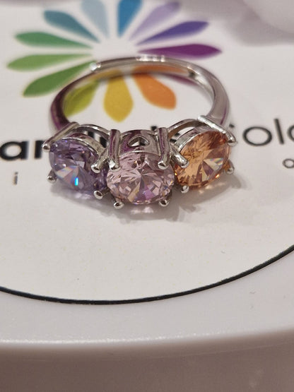 Anello TRILOGY MULTI Color 7mm, Produzione ESCLUSIVA, Argento 925