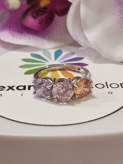 Anello TRILOGY MULTI Color 7mm, Produzione ESCLUSIVA, Argento 925