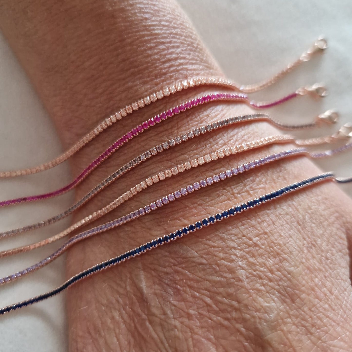 Mini Tennis 1mm, in Rose Gold and Yellow Gold