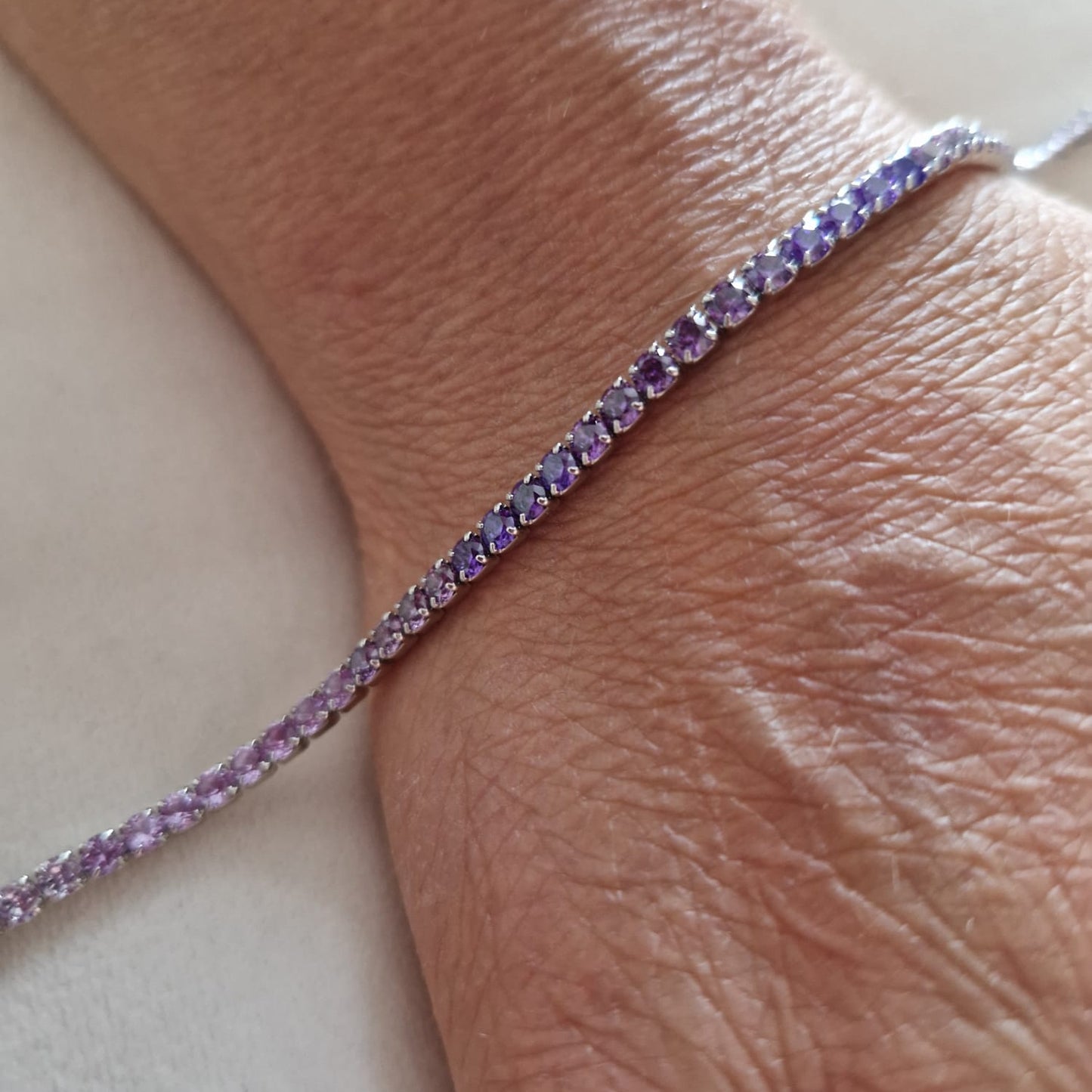 Bracciali Tennis 3mm degradè morbido, Argento S925